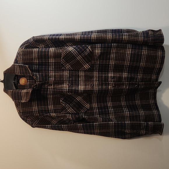 Common People Overshirt INOM - Navy/Brown Plaid Button Down - Picture 12 of 15